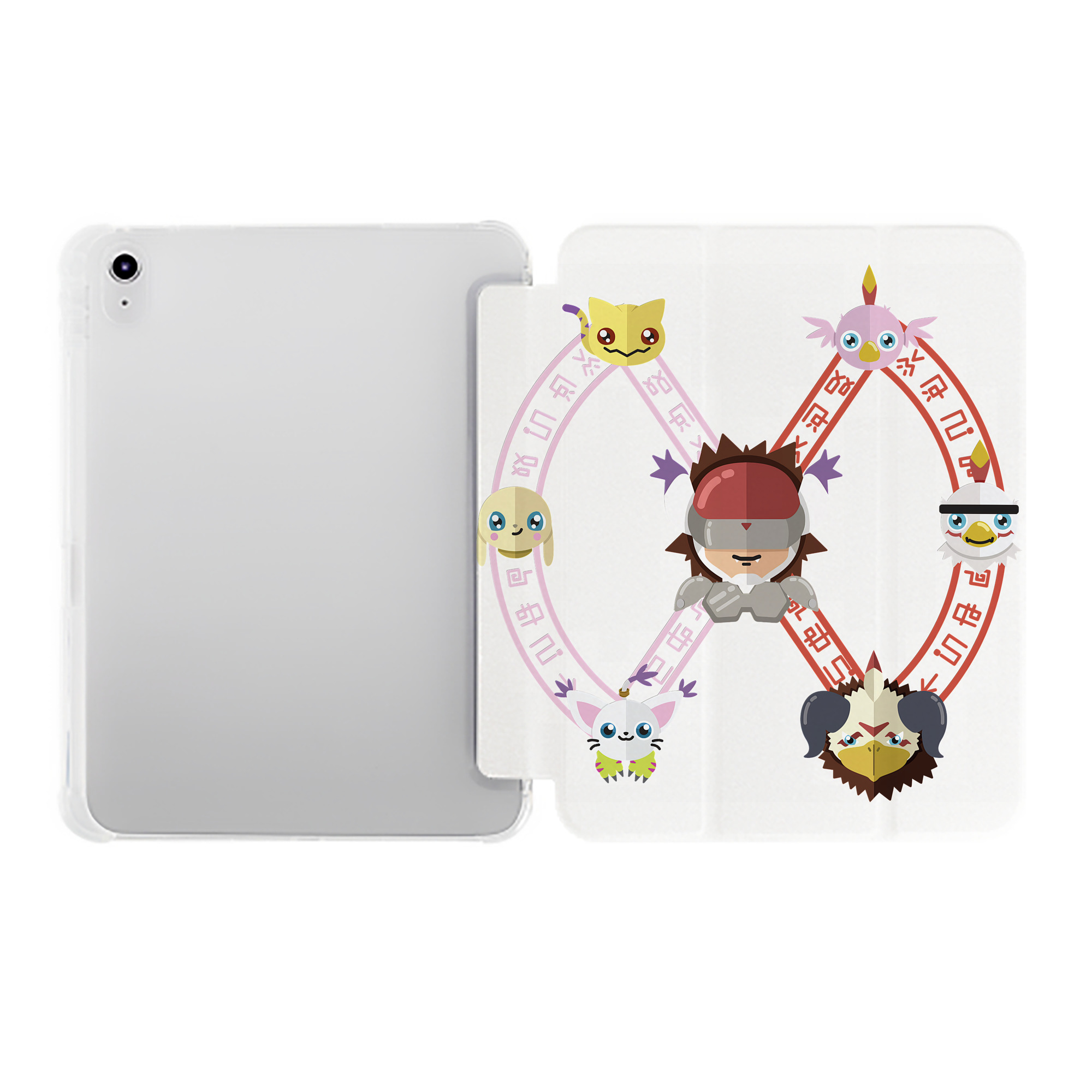 （画像用） Digimon デジタルモンスター/デジモン IPad ケース ペン収納付き 三つ折りスタンド PUレザー×シリコン 対応機種9.5/10.5/10.9インチ